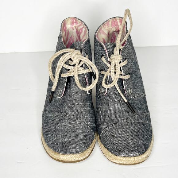 TOMS Desert Chambray Wedge Chukka Bootie Lace-Up Espadrille Gray Size Womens 6 - Picture 10 of 13